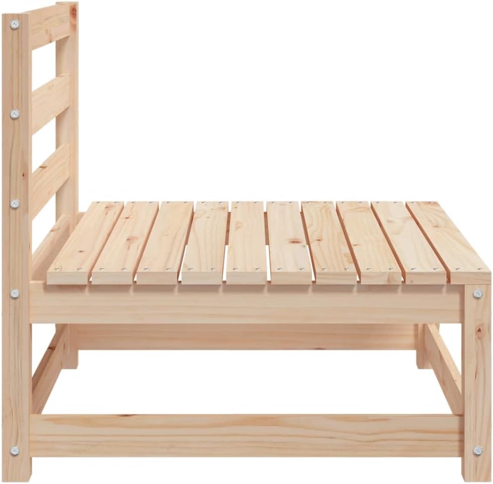 Grey Outdoor Loveseat Modular Solid Pine Wood Frame 27.6 x 27.6 x 26.4 in Patio Sectional Couch with Soft Polyester Cushions for Garden, Balcony and Terrace Seating