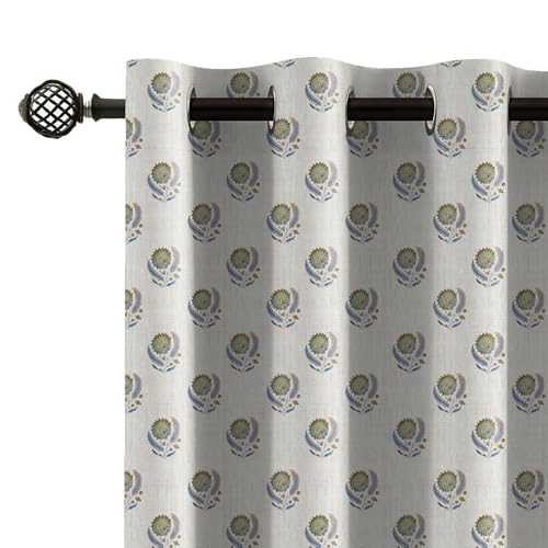Image of LINENWALAS Printed Blackout Curtains for 5 Feet Window | Set of 2 | Printed Drapes | Thermal Insulated, Room Darkening Panels with Grommet Hanging for Living Room (Golden Brown Buta)