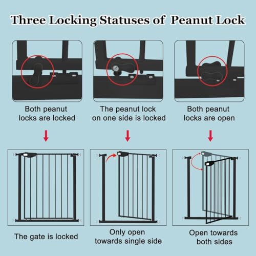 Image of WAOWAO Triple Lock Baby Gate 77.17-84.65 inch Extra Wide Metal 30 inch Tall Black