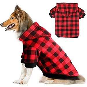 Plaid Dog Hoodie Sweatshirt Sweater for Extra Large Dogs Cat Puppy Clothes Coat Warm and Soft(XXL)