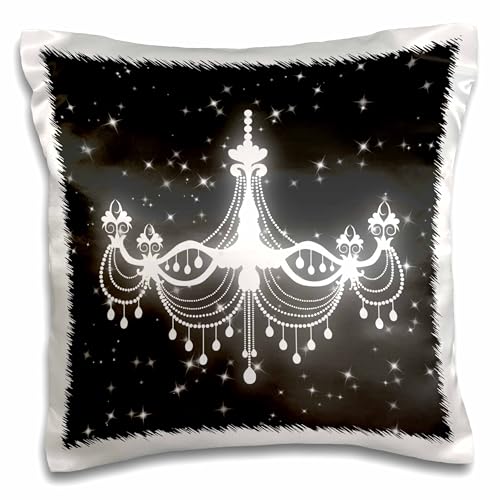 3dRose pc_128250_1 Elegant Swirly Chandelier-Pillow Case, 16 by 16",White