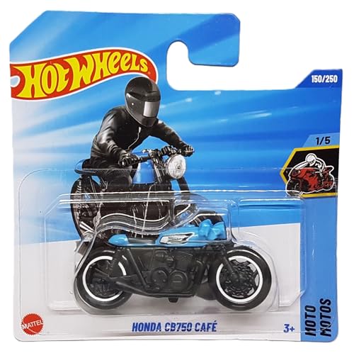 Hot Wheels - Honda CB750 Café - HW Moto 1/5 - JBB79 - Carte courte - Moto - Bleu clair - Mattel 2025 - Modèle Honda sous licence officielle - 1:64
