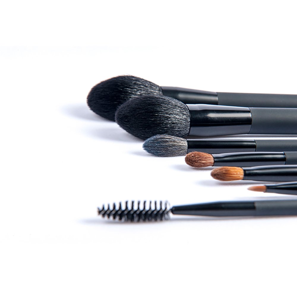 Set essentiel 7 pinceaux à maquillage - Texamo Mystery - usage professionnel, pinceaux cosmétiques visage et yeux en poils naturels (x4) et synthétiques (x3) - Design moderne (Gamme Mystery Set)