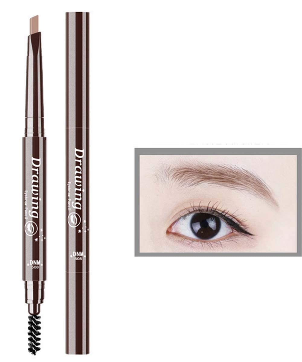 Defining Micro Brow Pencil | 2 In 1 Light Brown Eyebrow Pencil Definer | Smudge Proof, Water Resistant | Long Lasting | Built In Spoolie Dual-Sided Brush, Fine Tip, Shapes, Defines, Fills Brow Makeup.