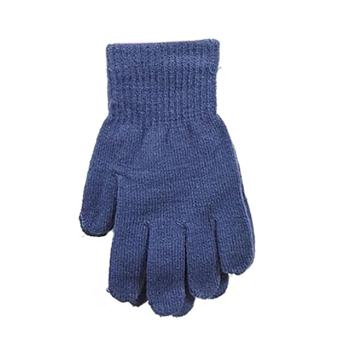 Fairy Trendz Unisex Blue Womens Stretchy Warm Knitted Gloves Mens Elastic Winter Warm Gloves Adults Soft Full Finger Gloves ( One Size)