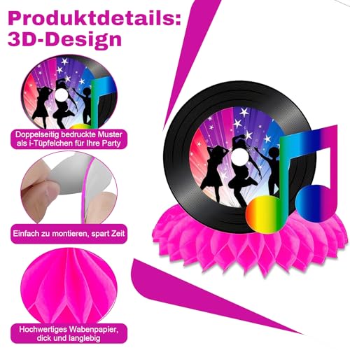 Disco Deko Tischaufsätze 70er Party Waben Tischdekoration, Dancing Queen Party Tischmittelstücke Disco deko 70er 80er 90er Thema Party Dekorationen 1970er Disko Party Mittelstücke für Tisch,9 Stück