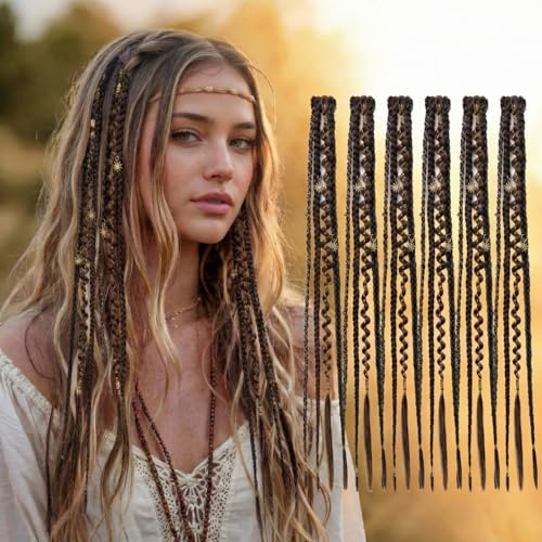 Thiccywoov 6 Pcs 20 Inch Synthetic Dreadlock Extensions Dark Brown