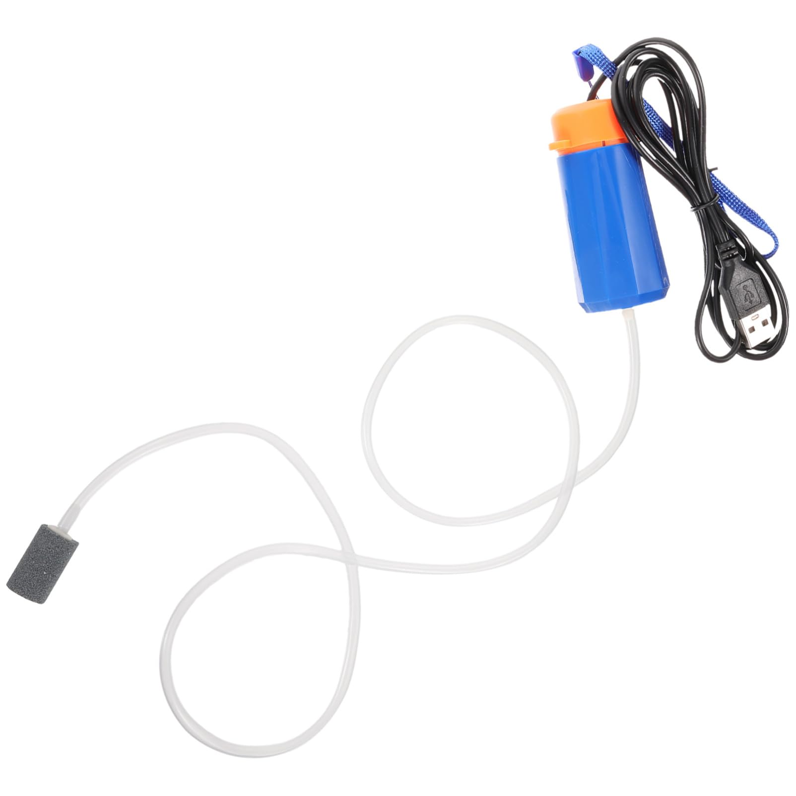 Happyyami Bomba De Oxigeno USB Inflables Manguera Aire Inflador Drenar Fluir Tanque Equipo Calentador Sin Cable Automático Sumergible Batería Pequeña Pecera Esponja Válvula Agua Abs