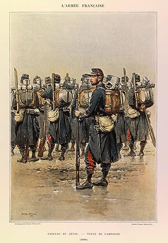 Pintura mural de uniformes del Ejército Francés por Jean Baptiste Edouard, 60x90cm