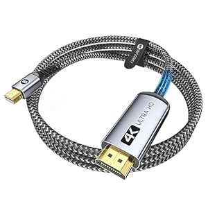 WARRKY Câble 4K Mini DisplayPort vers HDMI, [2K 60 Hz, 1080p à 120 Hz, boîtier en aluminium] compatible Thunderbolt 2 pour Mini DP, Thunderbolt 1/2, MacBook Air, MacBook Pro, iMac, Surface Pro, 3m