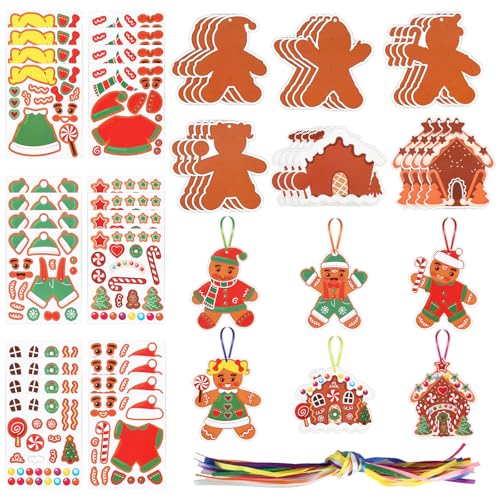 24 Stück Lebkuchenmann Bastelsets Kinder, Papier Lebkuchenmann...