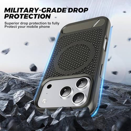 Coque iPhone 17 Pro Max antichoc grise avec support MagSafe intégré - 5