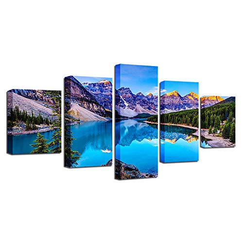 Tableau mural photo lac bleu déco maison moderne imprimé 5 pièces