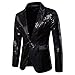 jbyrvq Sequin Tuxedo Blazer for Men 2023 Fashion Shiny Prom Party Suit Jacket One Button Slim Fit Lapel Wedding Sport Coats. Black Sequin Blazer