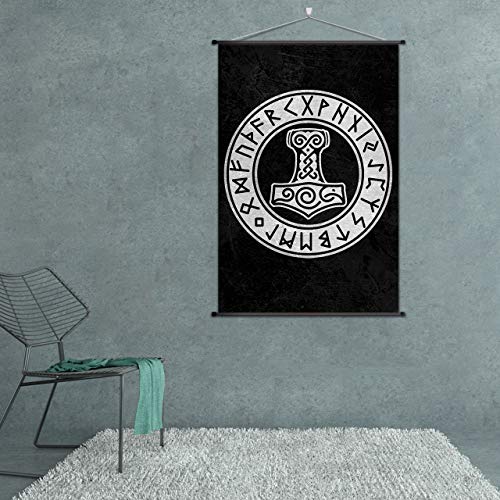 Póster de Mjolnir Srocll, decoración de pared de la cultura vikinga para casa 3