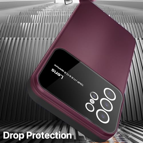 Image of Vaku Luxos Back Cover Case for Samsung Galaxy S23 Ultra Polarized Large Window Glass Camera Protector Dual Layer Protection Silicon Shockproof Protective Cell Phone TPU Case- Cherry