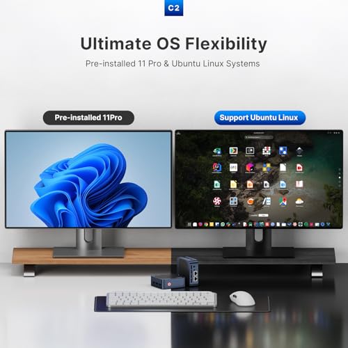 Image of C2 Dual 1G LAN Mini PC Intel N150 3.6GHz, 12GB LPDDR5 512GB NVMe SSD, 4K Triple Displays (HDMI x2, DP), Wi-Fi 5, BT 5.0, Micro PC for Firewall, NAS, Home Server, Desktop Computers, Office