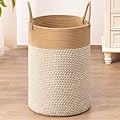 INDRESSME 60L Laundry Basket for Clothes, Blanket Storage, Toys - Woven Rope Hamper for Bedroom, 19.7 x 13.8 Inches