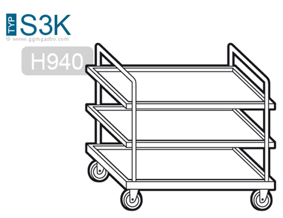 Servierwagen - 1000x600mm - mit 3 Abstellflächen