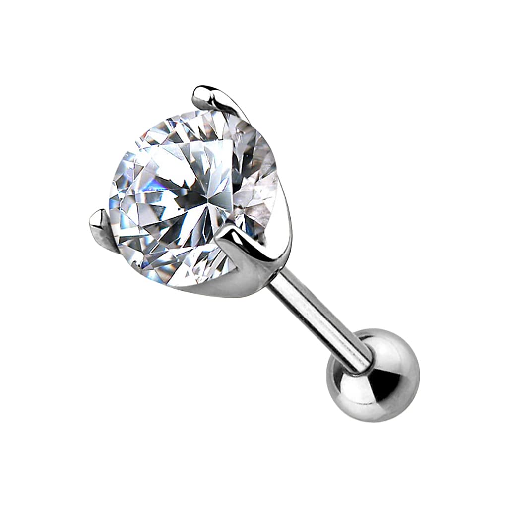 Echt 585 Gold Tragus Helix Daith Ohr Piercing mit klaren Kristall