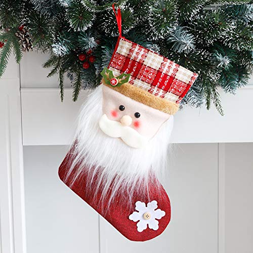 Lot 8 Chaussettes De Noël 3D – Décorations Sapin, Cheminée & Cadeaux – Thème Père Noël, Bonhomme De Neige & Renne