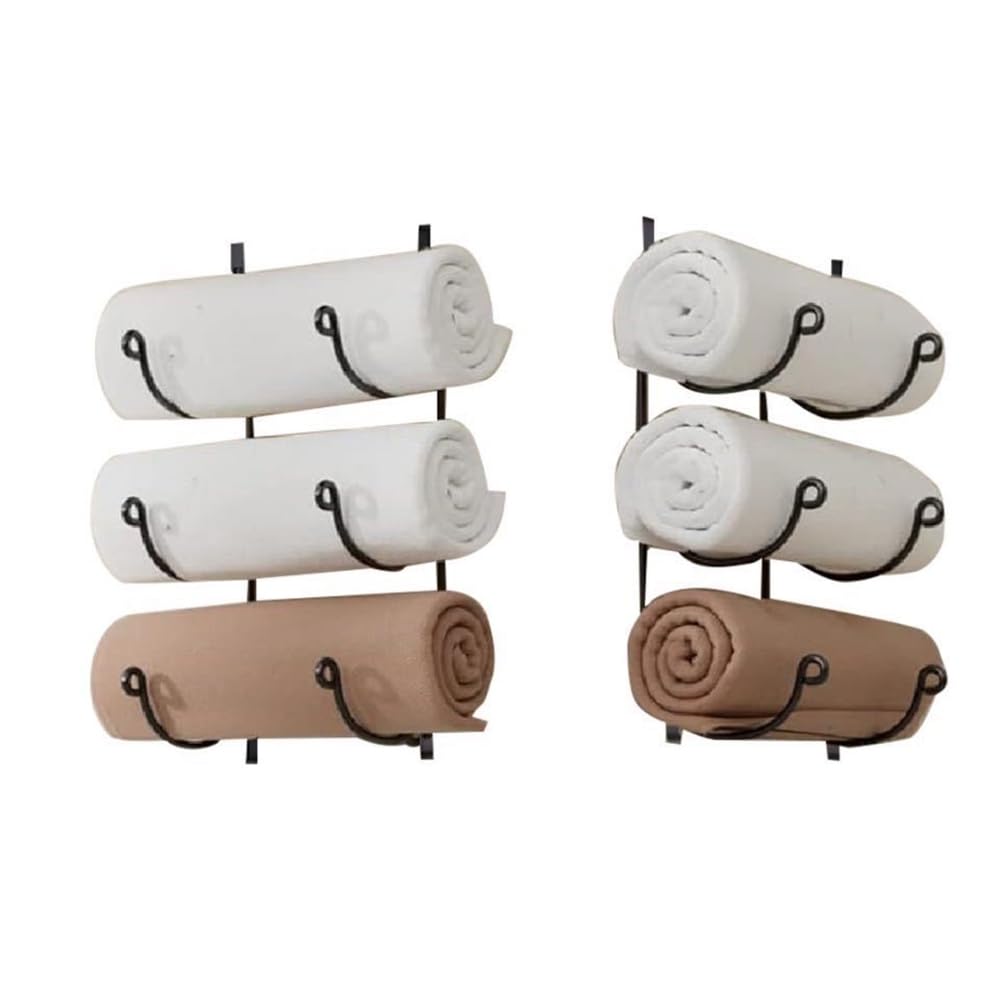 Yindhgdr Iron Art Bathroom Wall Towel Rack Multifunctional Multilayer Wrought Iron Hanger Wall-Hung Wine Rack