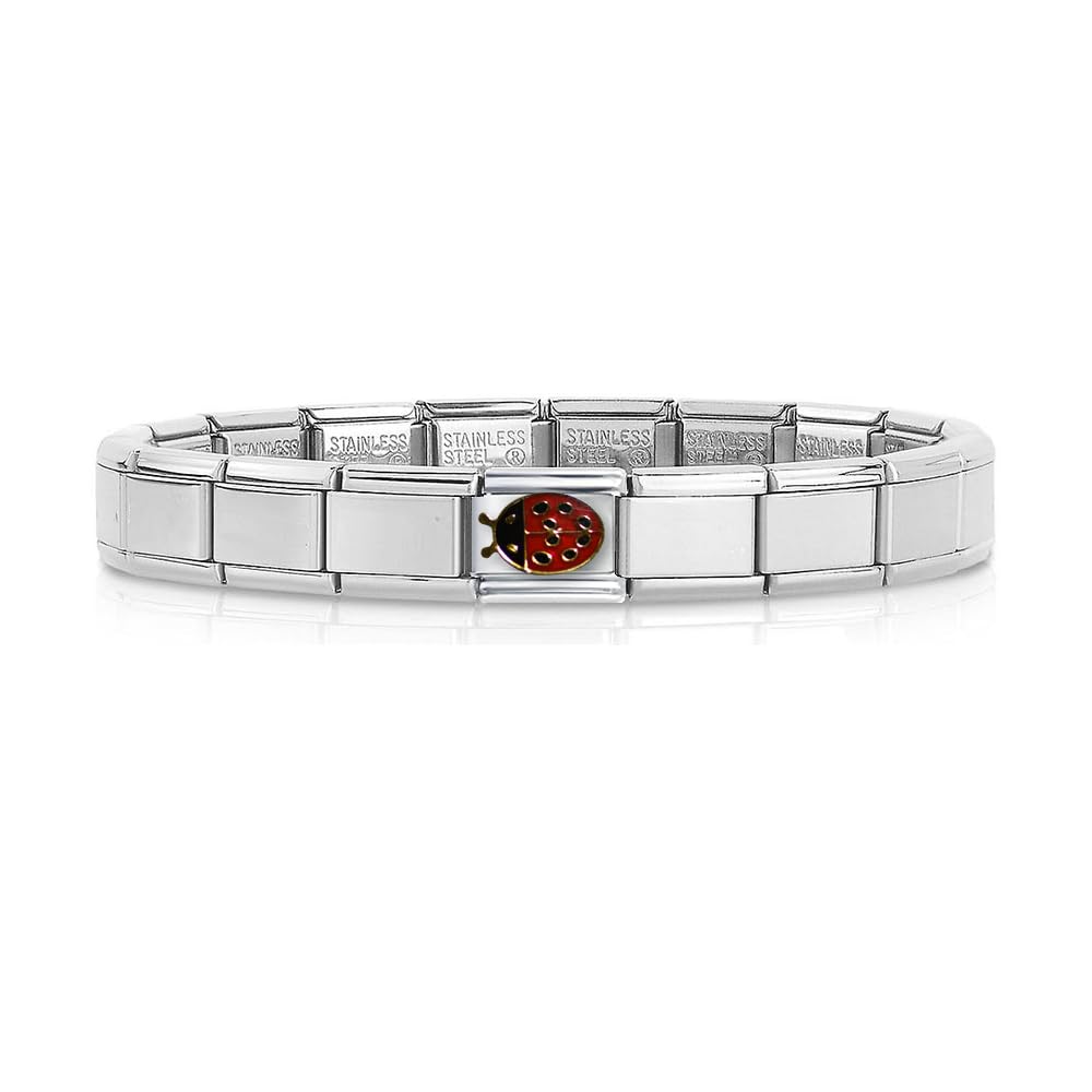 Quiges - Módulo de eslabones de estilo italiano de 9 mm, diseño de mariquita de acero inoxidable para pulseras de estilo italiano, Cobre