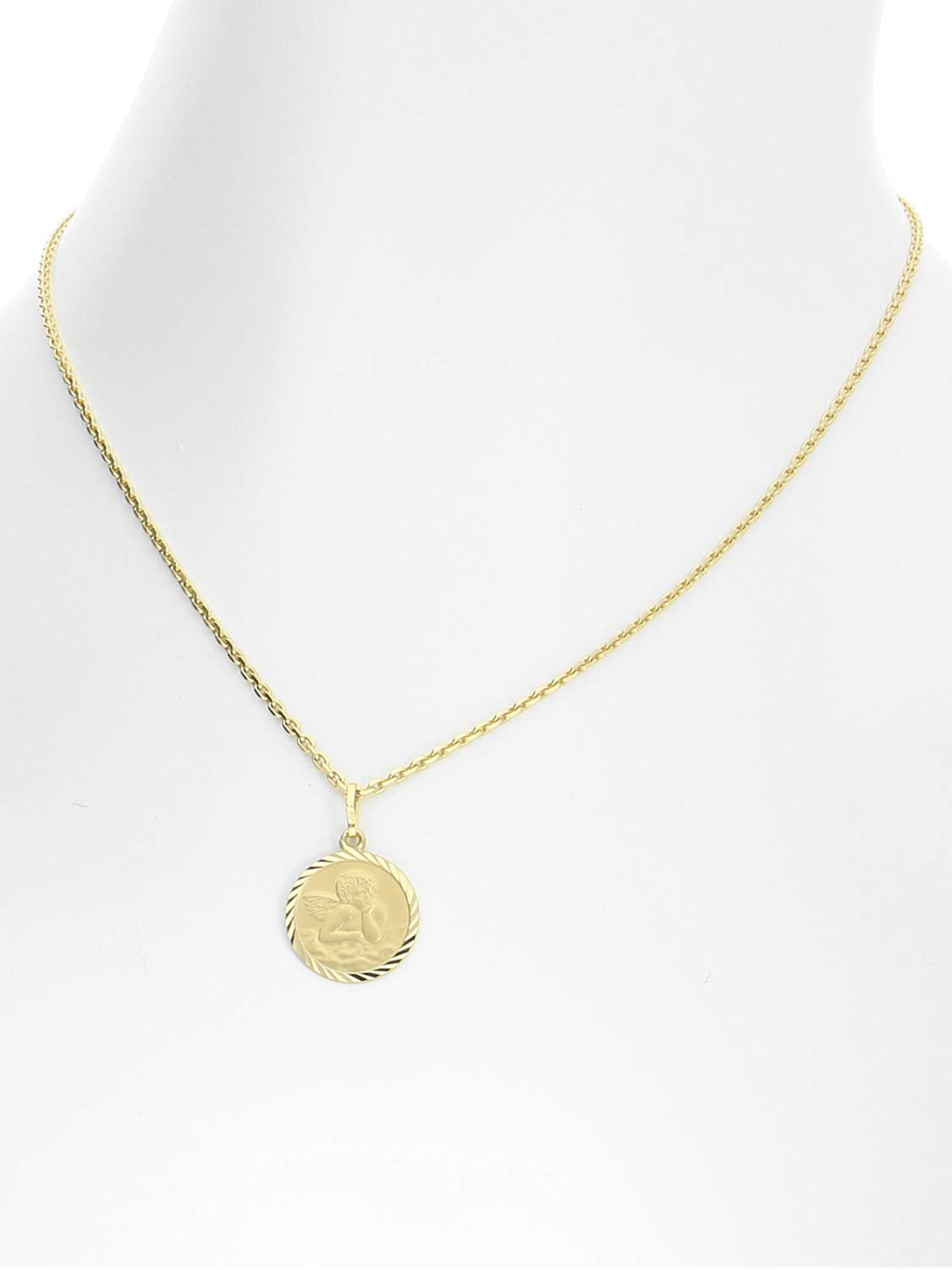 My Gold Damen Kinder Anhänger Schutzengel Gold 333/750 Echtes Gelbgold (8/18 Karat) Ø 14mm Engel (Ohne Kette) Engelsgold