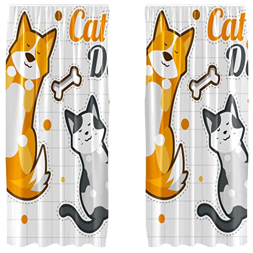Cortinas opacas de gatos y perros en microfibra aislante para habitaciones infantiles 2