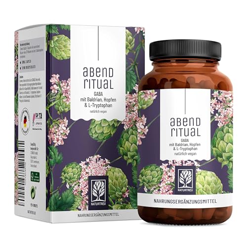 NATURTREU® GABA Kapseln hochdosiert mit Baldrian, Tryptophan, Hopfen – GABA Komplex hochdosiert - 90 Kapseln - Vegan & ohne Zusatzstoffe