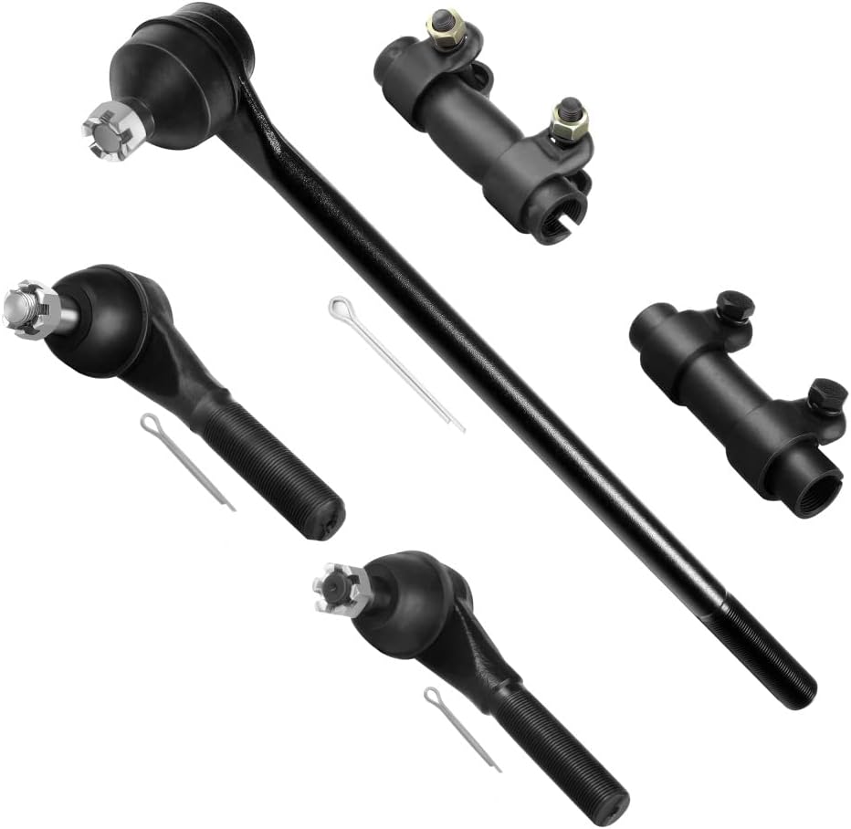 SCITOO 5pcs Front Suspension Fit 1980-1996 For Ford Bronco 4WD 1980-1996 For F-150 1980-1996 For F-250 2WD w/Suspension Parts Inner Outer Tie Rod End Adjusting Sleeve