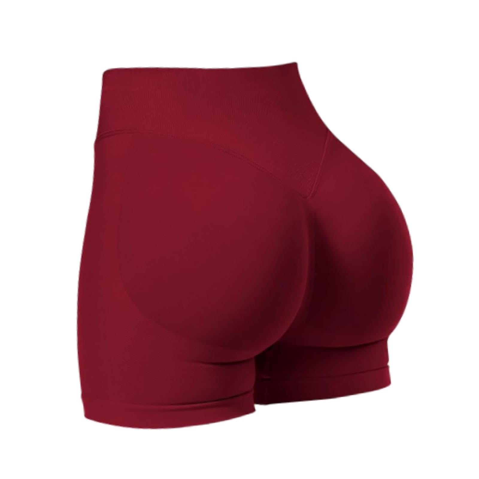 Yoga Shorts High Waisted Soft Workout Gym Shorts for Running XL Wine Red-image-32