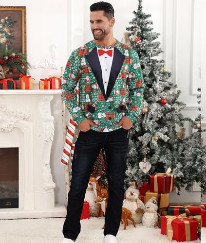 Idgreatim Unisex Ugly Christmas Crewneck Sweatshirt Novelty 3D Graphic Long Sleeve Sweater Shirt