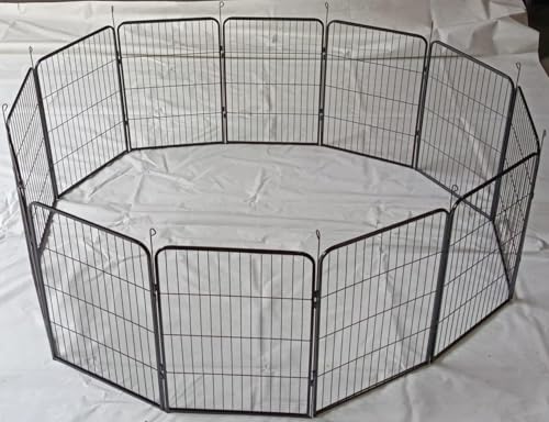 Welpenauslauf Gehege Zwinger Laufstall Hundezaun Tiergehege Hundekäfig Gitterzaun Auslauf 12-TLG. 80cm hoch Kleintierstall, Kleintiergehege, Transportgitter, Hasenauslauf, Campingzaun, Campinggitter,