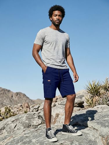 Image of JMIERR Mens Casual Cotton Twill Cargo Shorts Drawstring Classic Chino Stretch Short with 6 Pockets