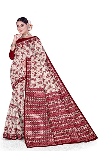 Image of TAMAIRA FASHION Mulmul Pure Cotton Saree For Woman Floral Batik Printed|Office Wear Daily Wear Sarees For Women Without Blouse Piece(Available in 18 Colours)