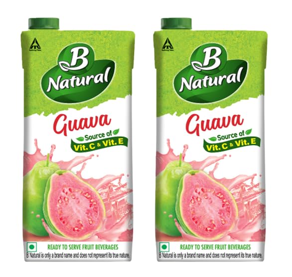 B Natural Guava Juice, Goodness of Fiber, Vit C & E, Made with 100% Fruit Pulp and 0% Concentrate, 1 litre (Pack of 2)-picture-20