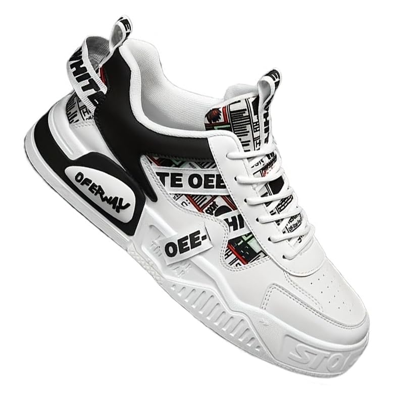 Stylish Men's Letter Pattern Platform Skateboard Shoes - Non-Slip, Breathable, Comfortable for Outdoor Walking, Jogging, Traveling in All Seasons with Good Grip and Support