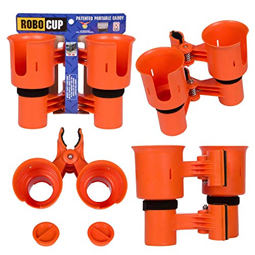 Robo Cup portavasos Doble, Pinza de Clip en múltiples usos: Bebidas, caña de Pescar, Herramientas, Palo de Tambor, Playa, Naranja