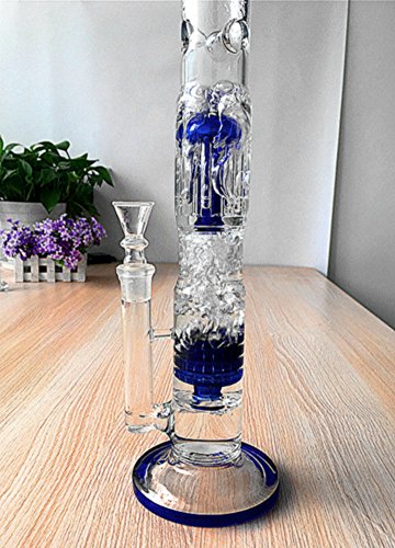 YF420 Glas Bong Tree Dome und Vogel Kragen Percolator Pfeife 18,8 mm Schüssel Wasserpfeife 16"hoch (blau) – Bild 3