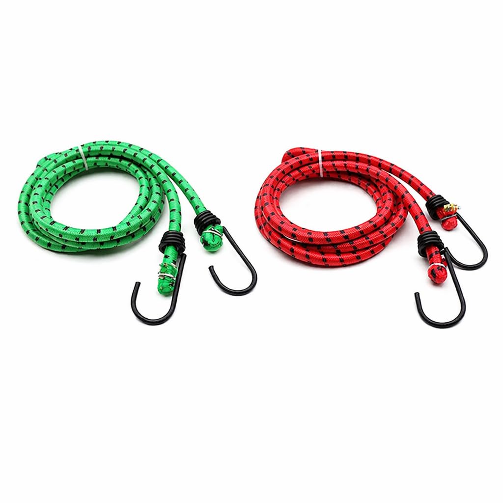 VERAT High Strength Stretchable Elastic Rope/Bungee Cord - Versatile for Hanging Clothes, Tying Behind Bikes, etc. (2m + Expandable) (Multicolour, 2 Pcs)
