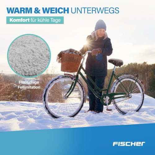 FISCHER Fahrrad Sattelbezug wendbar - Weiche Satteldecke mit Fell-Imitat & wasserabweisendem Kunstleder, warm, rutschfest, komfortabel… – Ansicht 4