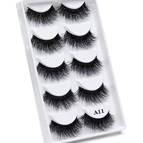 3D Mink Lashes Fluffy Wispy Natural False Eyelashes Messy Volume Long Thick Fake Eyelashes Handmade Reusable Dramatic Eye Lashes Pack Makeup Lashes Set 5 Pairs?A11?