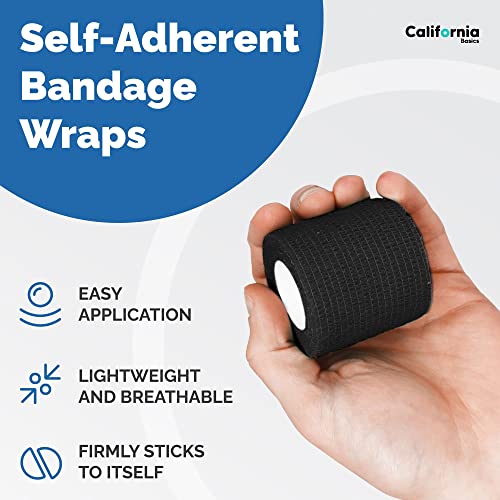 Image of Self-Adhesive Bandage Wrap - Suitable for All Sports - Breathable Athletic Tape for Wrists - Knee and Ankle - Self Adhesive Bandage- 2 Inch- 10 Pack - Black