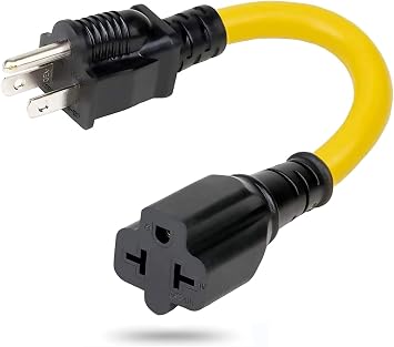 [4 في 1] محول قابس تيار متردد منزلي 12AWG 15 أمبير إلى 20 أمبير، سلك تمديد طاقة شفرة T، لكابل Nema 5-15P إلى 5-20R/ 6-15R/ 6-20R، 15A 125V إلى 20A 250V، 1FT