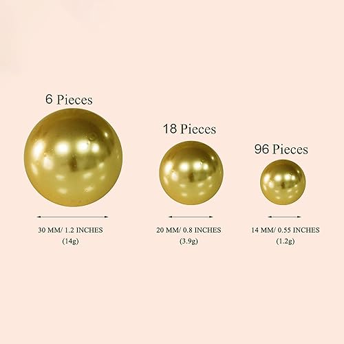 Miniatura 6 de WELMATCH Rellenos de jarrón de perlas amarillas  120 cuentas de perlas de imitación de 0.75 libras de 0.551 in, 0.787 in y 1.181 in, surtido con