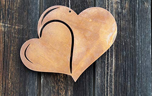 Edelrost Herz breit Doppeloptik klein 19x14cm zum Hängen Muttertag Valentinstag Cover