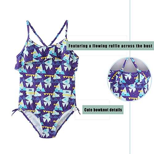 Image of Girls One Piece Swimsuits Ruffle Bathing Suit Kids Hawaiian Floral Swimwear 3-16 Years