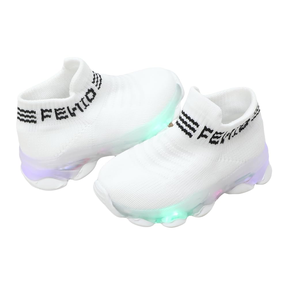 Hopscotch Unisex Text Print LED Slip Ons In White Color for Ages 2-2.5 Years (B084FCNZYV) Amazon Price History, Amazon Price Tracker