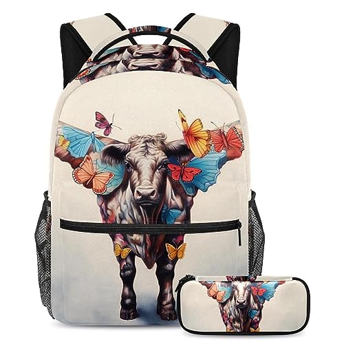 Sac à dos ado motif vache multicolore idéal pour le collège et les sorties